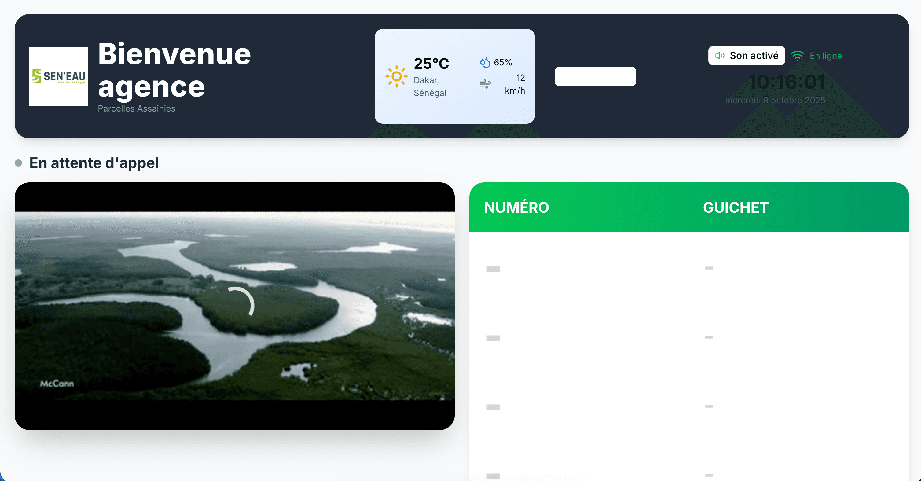 Écran d'affichage public en temps réel